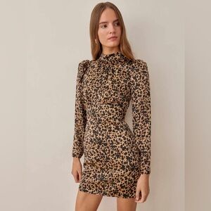 Reformation Samuel Silk Dress in Animal Print